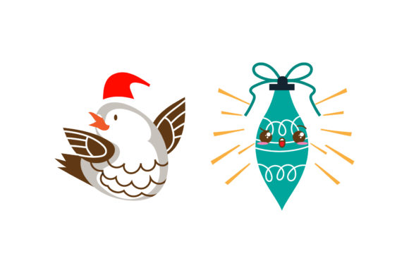 Bird and Ornaments Christmas Vector