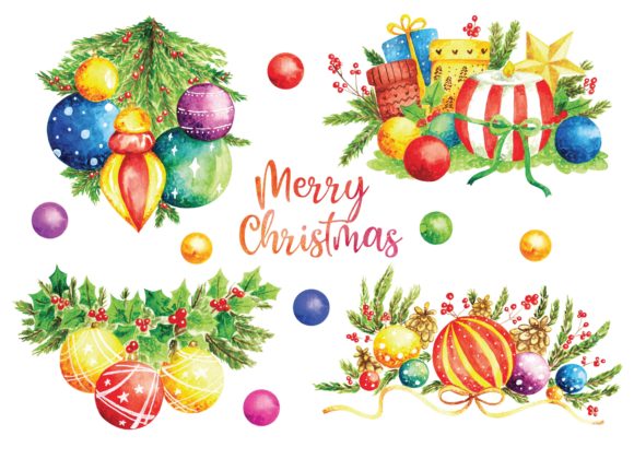 Christmas Ball Decoration in Water Color