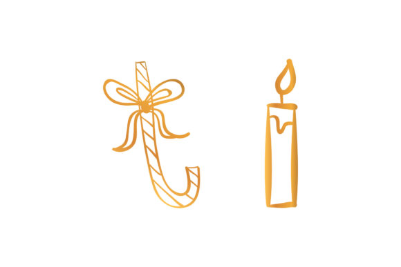 Christmas Candle and Candy Vector Set for Editorial Design