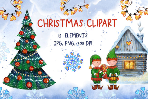 Christmas Clipart. Elves, Christmas Tree Illustrations