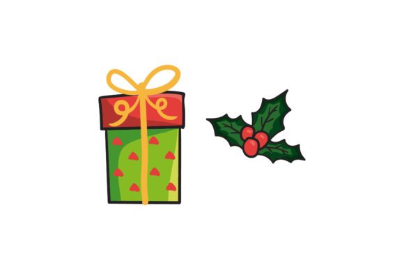 Christmas Gift and Mistletoe Illustrations for Seasonal Design