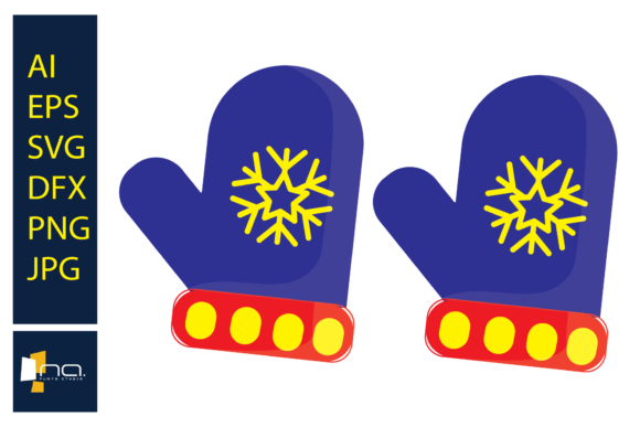 Christmas Gloves Blue Illustration for D