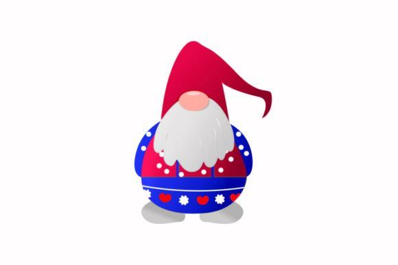 Christmas Gnome Dwarf Polcadot Vector Illustrations
