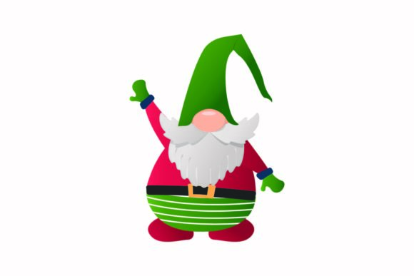 Christmas Gnome Dwarf Wave Hand Vector Illustrations