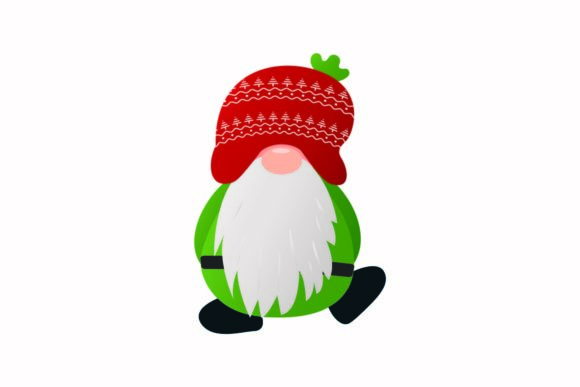 Christmas Gnome Green Cute Illustration