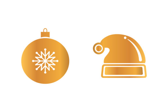 Christmas Hat and Ornaments Set Vector Illustrations