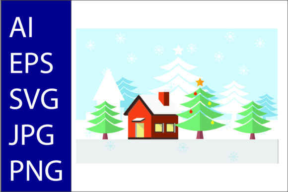 Christmas House with Background Design