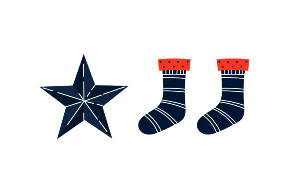 Christmas Stocking and Stars Vector Illustrations for Local Branding