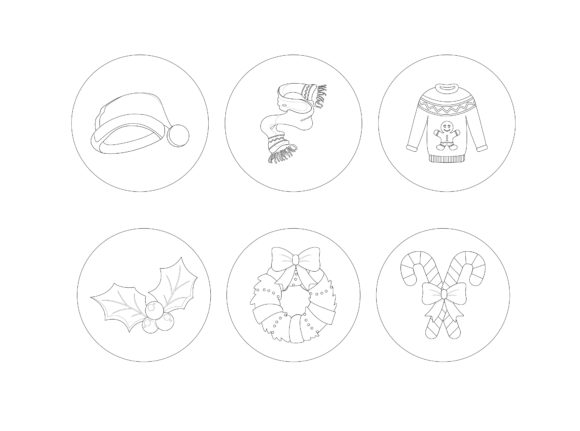 Christmas Wreath Outline Bundle for Illustrations