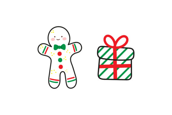 Cookies and Gift Christmas Illustration for Website and Editorial Use