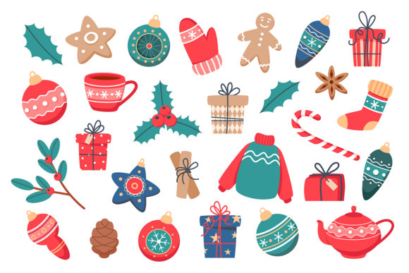 Flat Christmas Illustrations for Seasonal Design