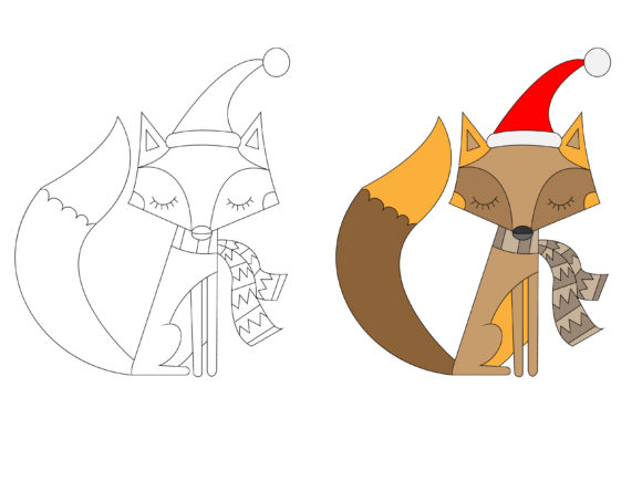 Funny Fox Picture with Christmas Hats