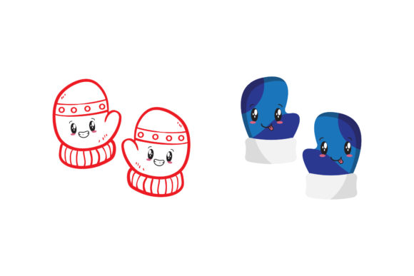 Gloves and Gloves Icon Christmas Illustrations