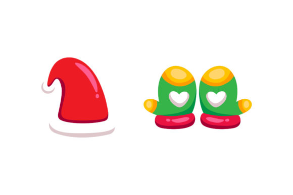 Hat and Gloves Set Christmas Vector Illustrations