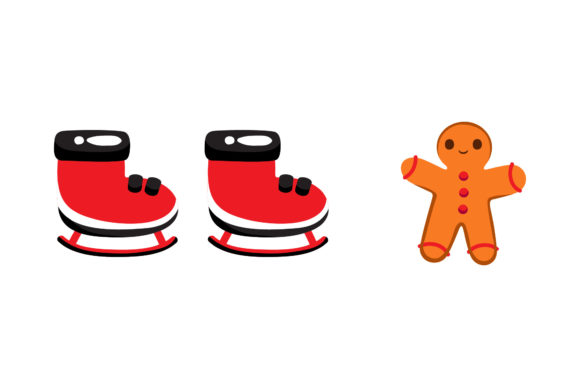 Ice Skating and Cookies Christmas Illustrations