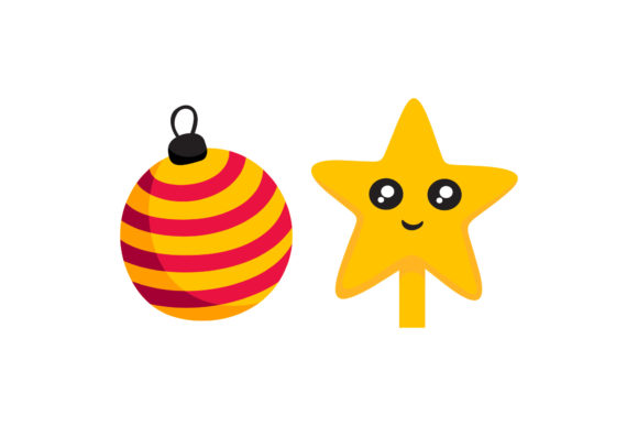 Ornaments and Star Christmas Set Illustrations