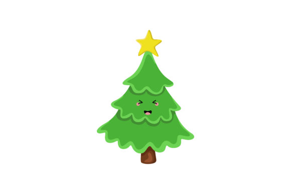 Pretty Christmas Tree with a Star Kawaii Illustrations