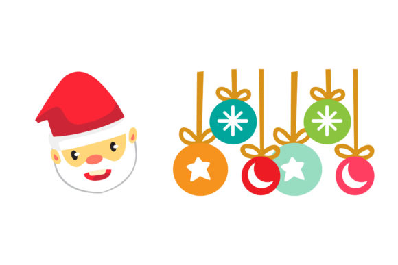 Santa and Ornaments Christmas Illustrations