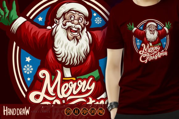 Smiley Santa Face Merry Christmas Illustrations