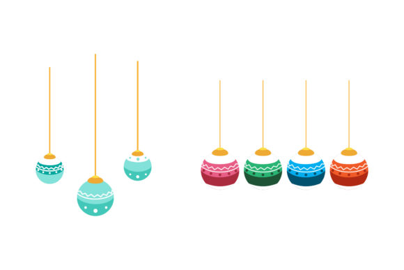 Tree Ornaments Set Christmas Vector Illustrations