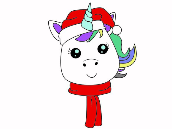 Unicorn Christmas Hat and Syal Illustrations