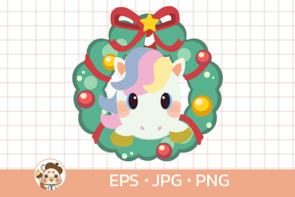 Unicorn with Christmas Wreath