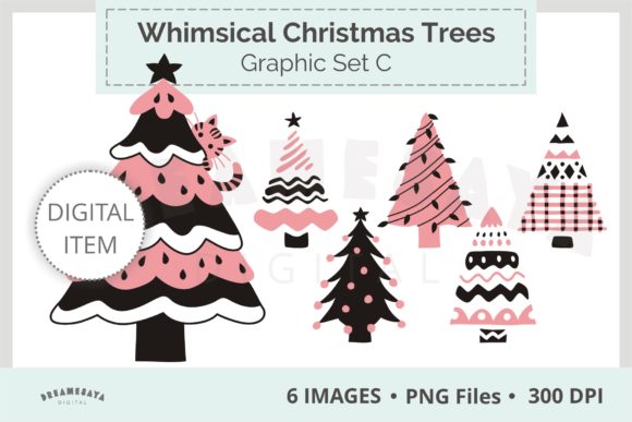 Whimsical Christmas Trees Png Clipart C for Crafting and Design