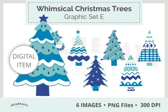 Whimsical Christmas Trees Png Clipart E for Branding and Packaging