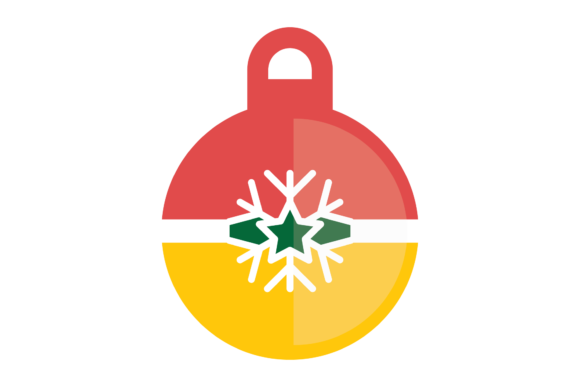 Yellow Red Christmas Bulb Illustration for Digital Product Creators